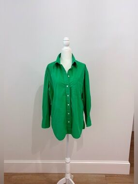Women’s Oversized Kelly Green Button-Up Shirt